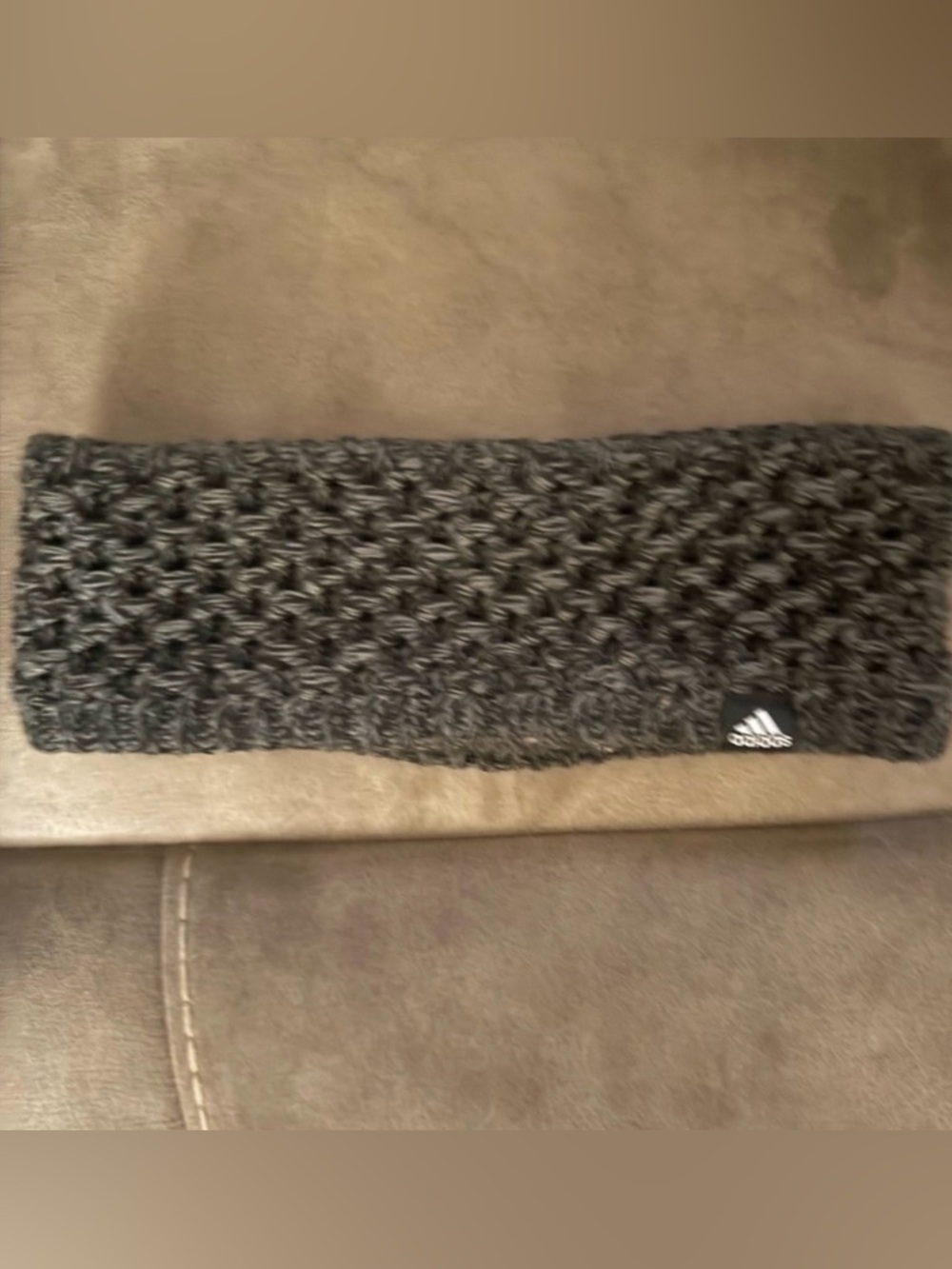 adidas Black Knit Headband with Logo Patch
